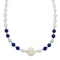 Fresh Water Pearl with Lapis Sterling Silver Bead Necklace KX121310